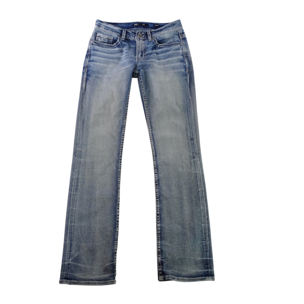 BKE Aiden Jeans Mens 29x34 Blue Slim Straight Light Wash Stretch Denim Nice Fade